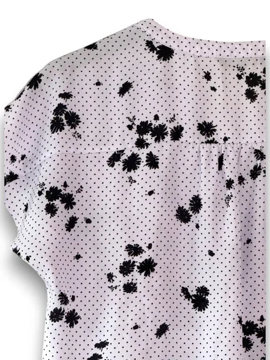 Banana Republic Floral Polka Dot Split Neck Blouse Size M - Picture 8 of 12
